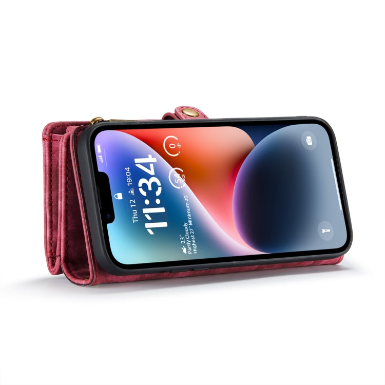 For iPhone 14 Plus CaseMe 008 Detachable Multifunctional Leather Phone Case(Red) - iPhone 14 Plus Cases by CaseMe | Online Shopping South Africa | PMC Jewellery | Buy Now Pay Later Mobicred