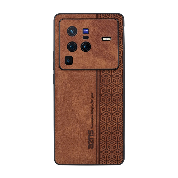 For vivo X80 Pro AZNS 3D Embossed Skin Feel Phone Case(Brown) - vivo Cases by AZNS | Online Shopping South Africa | PMC Jewellery