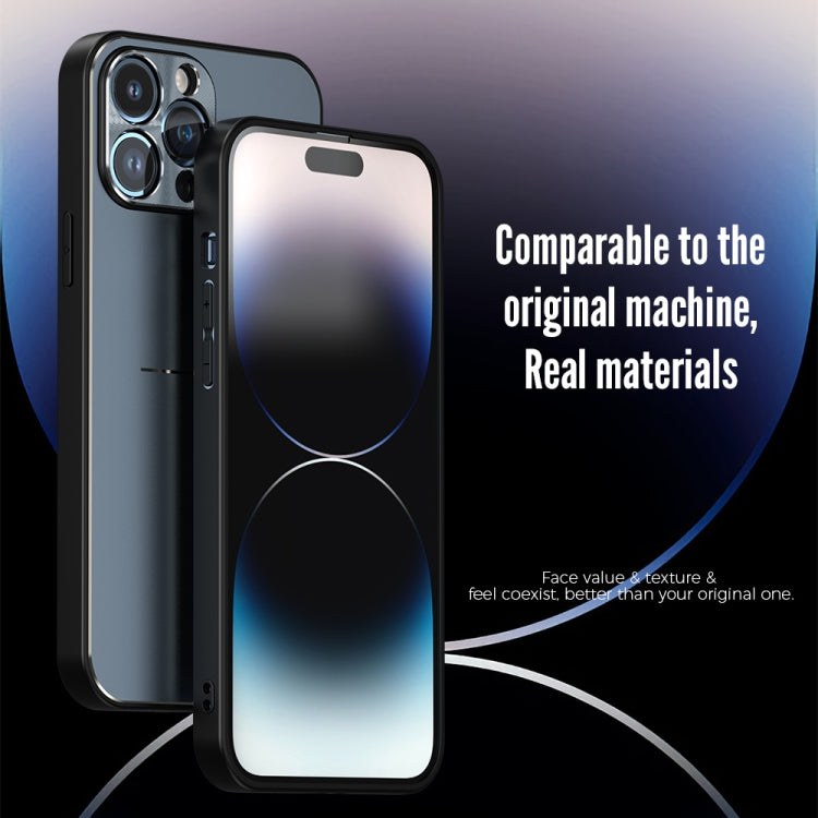 For iPhone 14 R-JUST RJ52 3-Line Style Metal TPU Shockproof Phone Case(Blue) - iPhone 14 Cases by R-JUST | Online Shopping South Africa | PMC TechLife | Buy Now Pay Later Mobicred