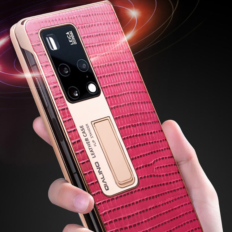 For Huawei Mate X2 QIALINO 2 in 1 Crocodile Pattern Genuine Leather + PC Phone Case(Brown) - free shipping - PMC TechLife - Order now!