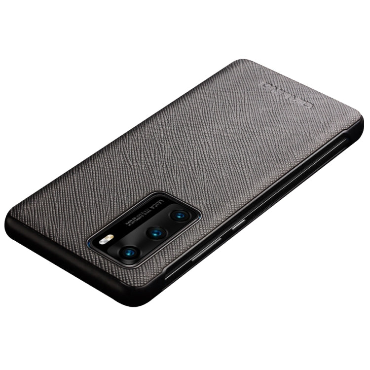 For Huawei P40 QIALINO Puda Texture Side Window View Leather Phone Case(Black) - free shipping - PMC TechLife - Order now!