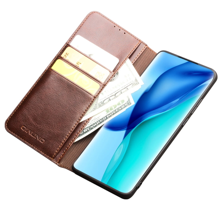 For Huawei P50 QIALINO Genuine Leather Phone Case(Brown) - Huawei Cases by QIALINO | Online Shopping South Africa | PMC TechLife | Buy Now Pay Later Mobicred