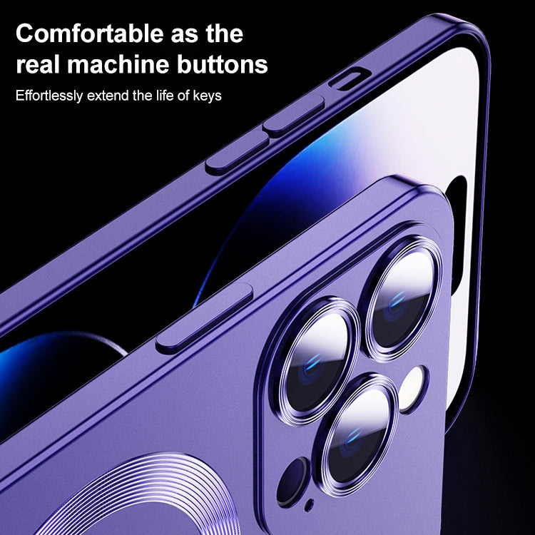 For iPhone 14 Pro Max Liquid Lens Protector Magsafe Phone Case(Dark Purple) - iPhone 14 Pro Max Cases by PMC TechLife | Online Shopping South Africa | PMC TechLife