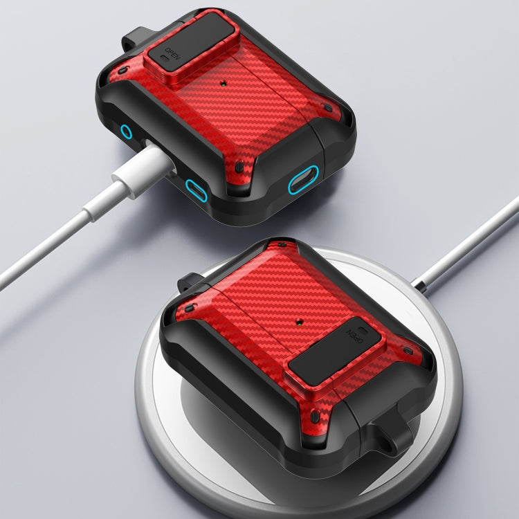 For AirPods Pro 2 Bumblebee Carbon Fiber Earphone Protective Case(Red Black) - For AirPods Pro 2 by PMC Jewellery | Online Shopping South Africa | PMC Jewellery | Buy Now Pay Later Mobicred