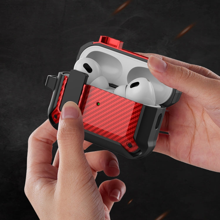 For AirPods Pro 2 Bumblebee Carbon Fiber Earphone Protective Case(Red Black) - For AirPods Pro 2 by PMC Jewellery | Online Shopping South Africa | PMC Jewellery | Buy Now Pay Later Mobicred
