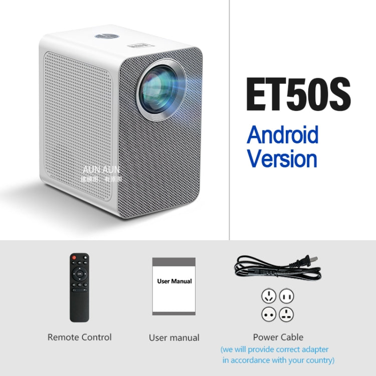 AUN ET50 4 inch 180 Lumens 1920x1080P Smart LED Mini Projector, Plug Type:US Plug(White) - LED Projector by AUN | Online Shopping South Africa | PMC Jewellery | Buy Now Pay Later Mobicred