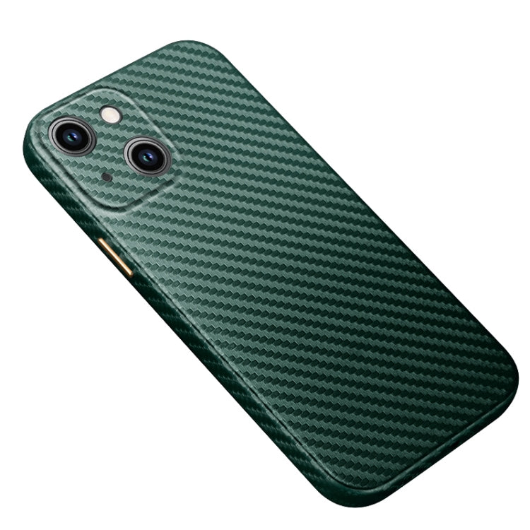 For iPhone 14 Plus R-JUST Carbon Fiber Texture Kevlar Phone Case(Green) - iPhone 14 Plus Cases by R-JUST | Online Shopping South Africa | PMC Jewellery
