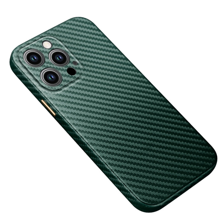 For iPhone 14 Pro R-JUST Carbon Fiber Texture Kevlar Phone Case(Green) - iPhone 14 Pro Cases by R-JUST | Online Shopping South Africa | PMC Jewellery