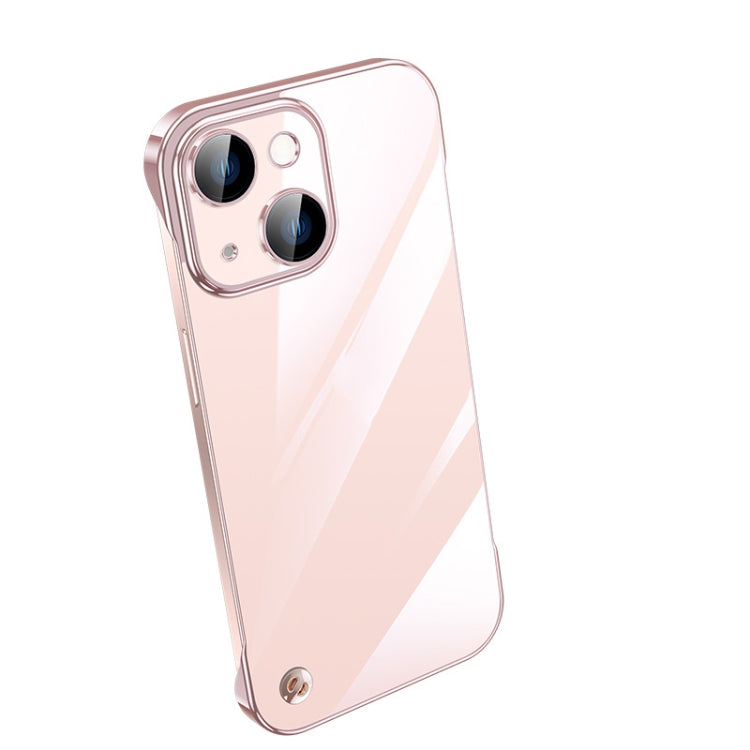 For iPhone 14 Electroplating Frameless Clear PC Phone Case(Pink) - iPhone 14 Cases by PMC Jewellery | Online Shopping South Africa | PMC Jewellery | Buy Now Pay Later Mobicred