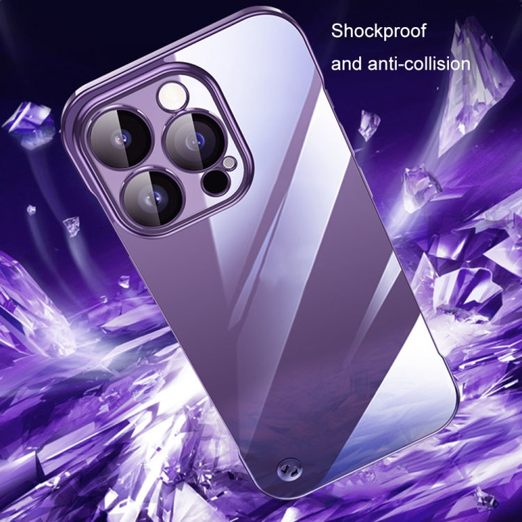 For iPhone 12 Electroplating Frameless Clear PC Phone Case(Purple) - iPhone 12 / 12 Pro Cases by PMC Jewellery | Online Shopping South Africa | PMC Jewellery | Buy Now Pay Later Mobicred