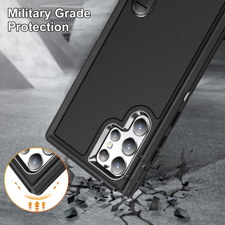 For Samsung Galaxy S23 ultra 5G 3 in 1 Rugged Holder Phone Case(Black) - Galaxy S23 Ultra 5G Cases by PMC Jewellery | Online Shopping South Africa | PMC Jewellery