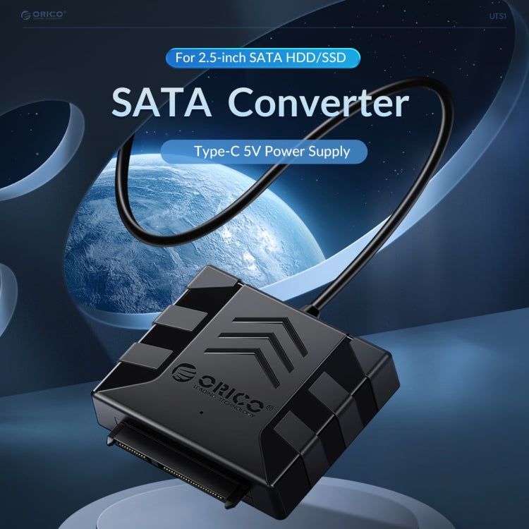 ORICO UTS1 Type-C / USB-C USB 3.0 2.5-inch SATA HDD Adapter with 12V 2A Power Adapter, Cable Length:1m(AU Plug) - free shipping - PMC Jewellery - Order now!