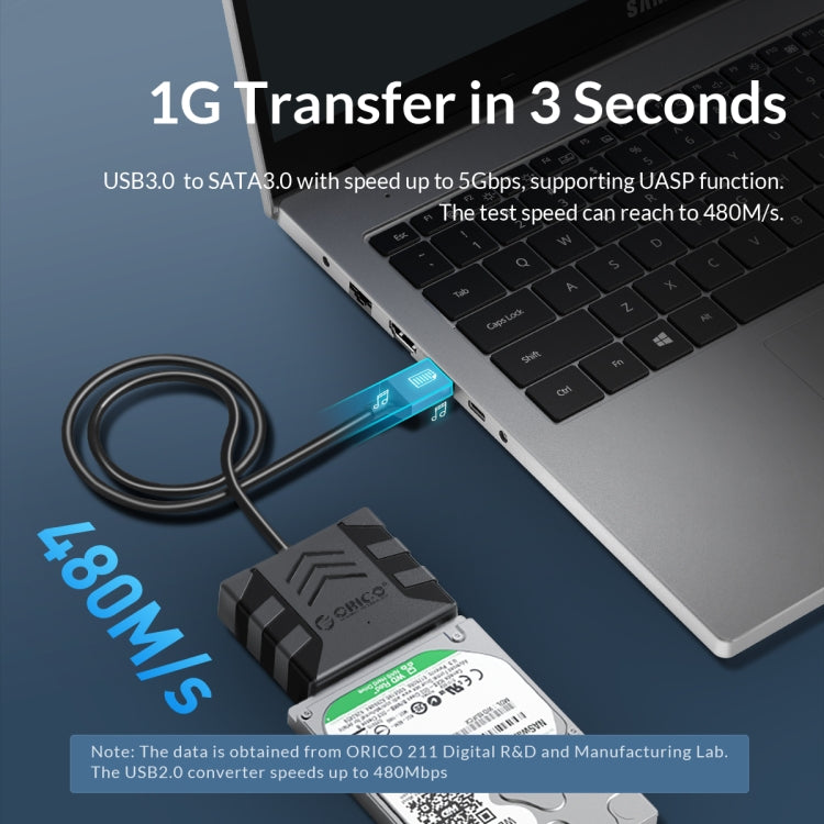 ORICO UTS1 Type-C / USB-C USB 3.0 2.5-inch SATA HDD Adapter with 12V 2A Power Adapter, Cable Length:1m(AU Plug) - free shipping - PMC Jewellery - Order now!