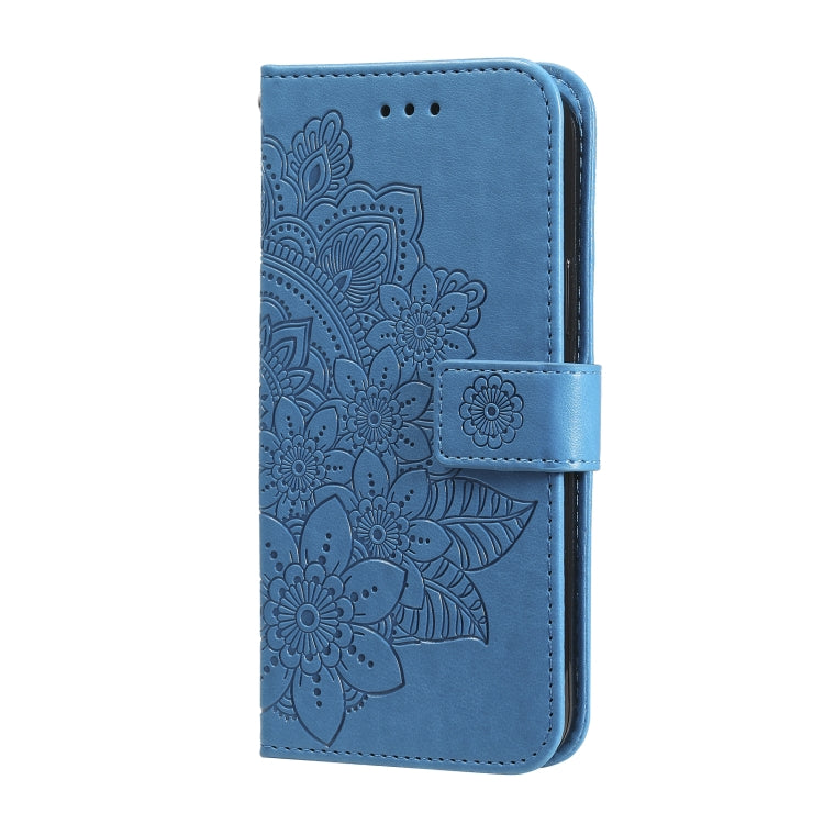 For Samsung Galaxy S23 Ultra 5G 7-petal Flowers Embossing Leather Phone Case(Blue) - Galaxy S23 Ultra 5G Cases by PMC Jewellery | Online Shopping South Africa | PMC Jewellery