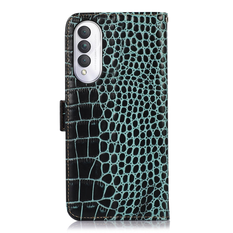 For Honor X20 SE Crocodile Top Layer Cowhide Leather Phone Case(Green) - Honor Cases by PMC TechLife | Online Shopping South Africa | PMC TechLife | Buy Now Pay Later Mobicred
