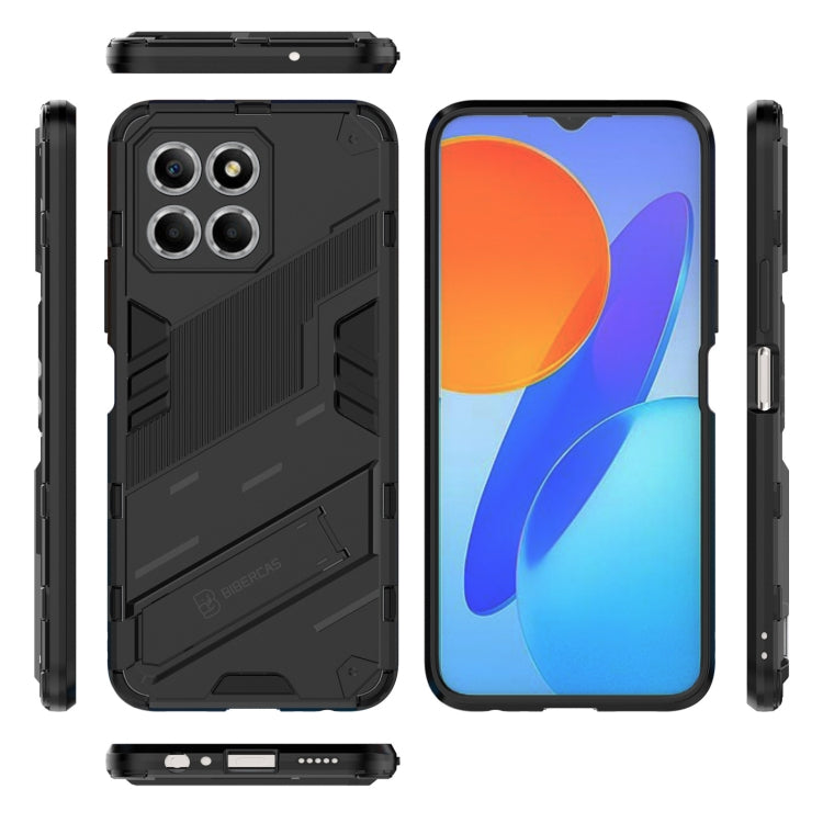 For Honor X8 5G Punk Armor PC + TPU Phone Case with Holder(Black) - Honor Cases by PMC Jewellery | Online Shopping South Africa | PMC Jewellery | Buy Now Pay Later Mobicred