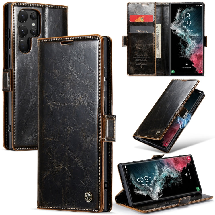 For Samsung Galaxy S22 Ultra 5G CaseMe 003 Crazy Horse Texture Leather Phone Case(Coffee) - Galaxy S22 Ultra 5G Cases by CaseMe | Online Shopping South Africa | PMC Jewellery | Buy Now Pay Later Mobicred