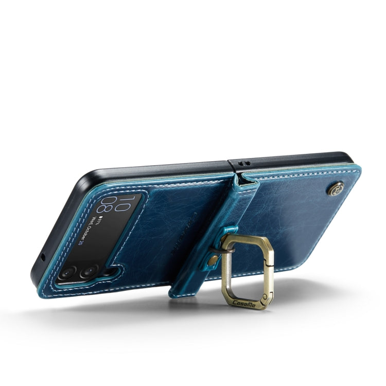 For Samsung Galaxy Z Flip4 CaseMe 003 Crazy Horse Texture Leather Phone Case with Lanyard(Blue) - Galaxy Z Flip4 5G Cases by CaseMe | Online Shopping South Africa | PMC Jewellery | Buy Now Pay Later Mobicred