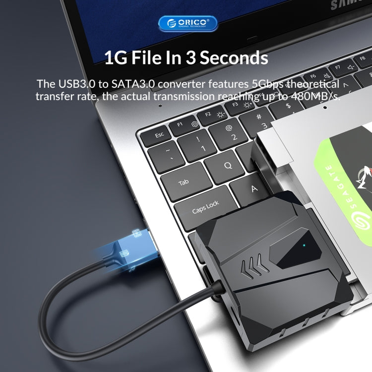 ORICO UTS2 USB 3.0 2.5-inch SATA HDD Adapter with 12V 2A Power Adapter, Cable Length:0.3m(AU Plug) - USB to IDE / SATA by ORICO | Online Shopping South Africa | PMC Jewellery | Buy Now Pay Later Mobicred