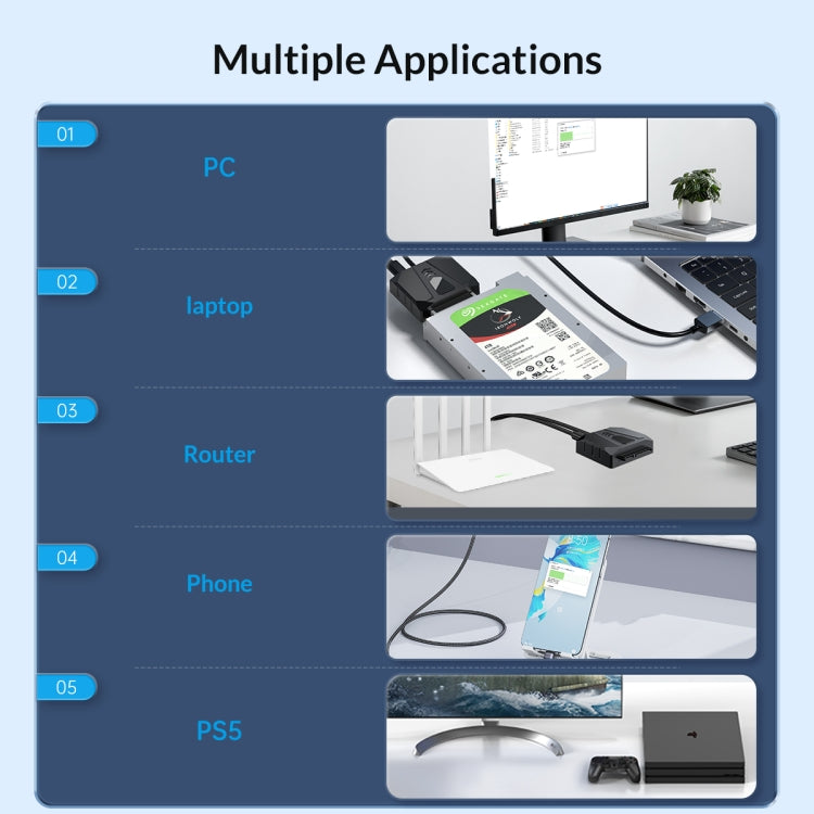 ORICO UTS2 USB 3.0 2.5-inch SATA HDD Adapter with 12V 2A Power Adapter, Cable Length:1m(UK Plug) - USB to IDE / SATA by ORICO | Online Shopping South Africa | PMC Jewellery | Buy Now Pay Later Mobicred