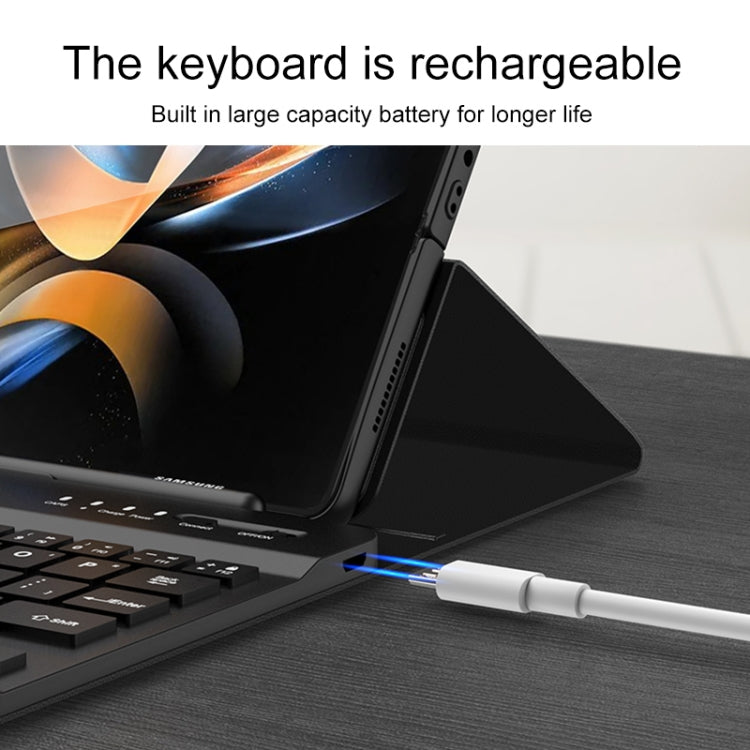 For Samsung Galaxy Z Fold4 5G Magnetic Folding Bluetooth Keyboard Leather Case(Carbon Fiber) - Samsung Keyboard by PMC TechLife | Online Shopping South Africa | PMC TechLife