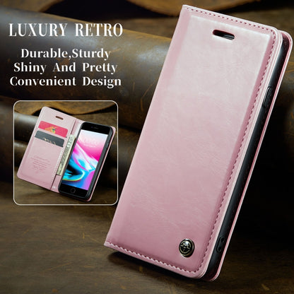 For iPhone SE 2022 / SE 2020 / 7 / 8 CaseMe 003 Crazy Horse Texture Leather Phone Case(Pink) - iPhone SE 2022 / 2020 / 8 / 7 Cases by CaseMe | Online Shopping South Africa | PMC Jewellery | Buy Now Pay Later Mobicred