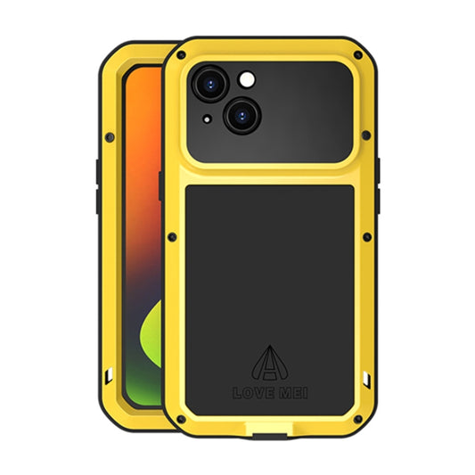 For iPhone 14 Plus LOVE MEI Metal Shockproof Life Waterproof Dustproof Phone Case(Yellow) - iPhone 14 Plus Cases by LOVE MEI | Online Shopping South Africa | PMC Jewellery