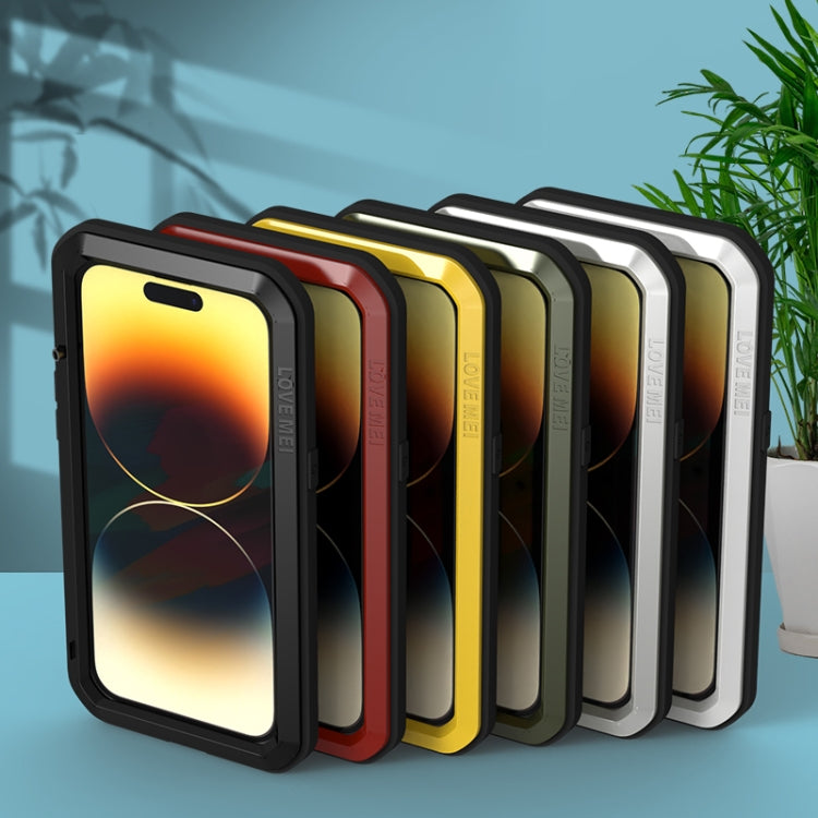 For iPhone 14 Pro Max LOVE MEI Metal Shockproof Life Waterproof Dustproof Phone Case(Silver) - free shipping - PMC TechLife - Order now!