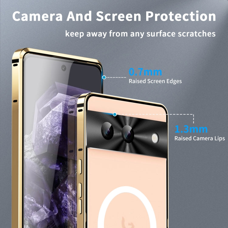 For Google Pixel 8a MagSafe Magnetic Frosted Metal Phone Case(Gold) - Google Cases by PMC TechLife | Online Shopping South Africa | PMC TechLife | Buy Now Pay Later Mobicred