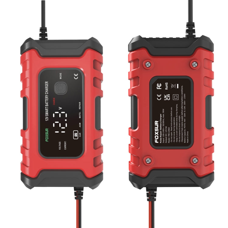 FOXSUR 6A 12V Motorcycle / Car Smart Battery Charger, Plug Type:EU Plug(Red) - free shipping - PMC TechLife - Order now!