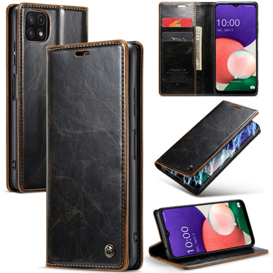 For Samsung Galaxy A22 5G / F42 5G CaseMe 003 Crazy Horse Texture Leather Phone Case(Coffee) - Galaxy Phone Cases by CaseMe | Online Shopping South Africa | PMC Jewellery | Buy Now Pay Later Mobicred