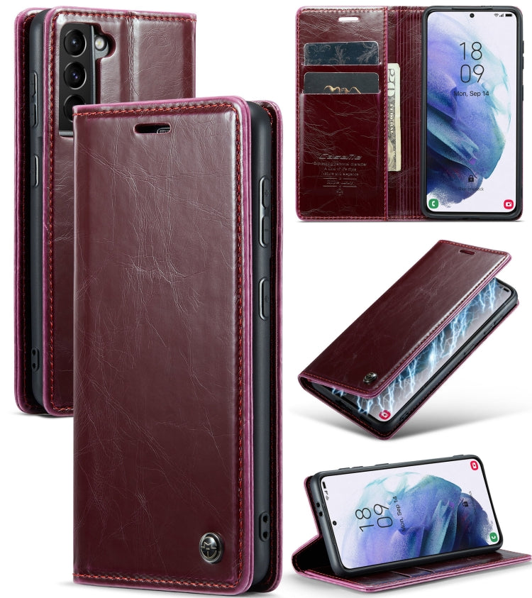 For Samsung Galaxy S21 5G CaseMe 003 Crazy Horse Texture Leather Phone Case(Wine Red) - Galaxy S21 5G Cases by CaseMe | Online Shopping South Africa | PMC Jewellery | Buy Now Pay Later Mobicred