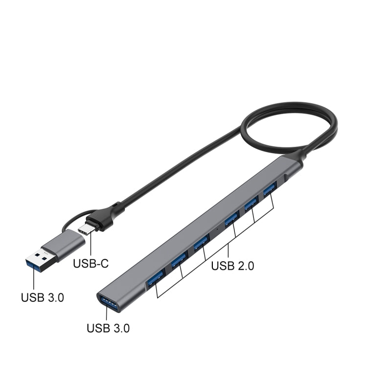 Onten OT-UCA9702 2 in 1 7-port Portable Multifunctional HUB Docking Station - USB HUB by Onten | Online Shopping South Africa | PMC Jewellery | Buy Now Pay Later Mobicred