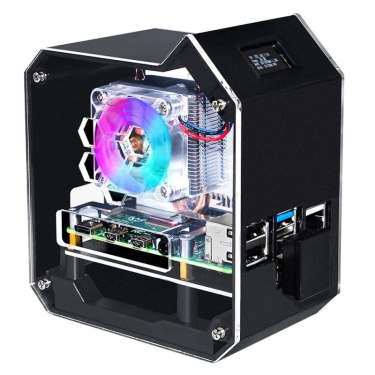 Waveshare Mini Tower NAS Kit for Raspberry Pi 4B Support Up to 2TB M.2 SATA SSD(Black) - free shipping - PMC Jewellery - Order now!