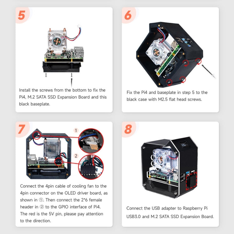 Waveshare Mini Tower NAS Kit for Raspberry Pi 4B Support Up to 2TB M.2 SATA SSD(Black) - free shipping - PMC Jewellery - Order now!