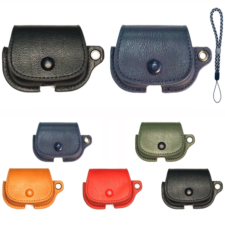For AirPods 1 / 2 Backpack Style PU Leather Earphone Protective Case with Lanyard(Black) - For AirPods 1/2 by PMC Jewellery | Online Shopping South Africa | PMC Jewellery | Buy Now Pay Later Mobicred