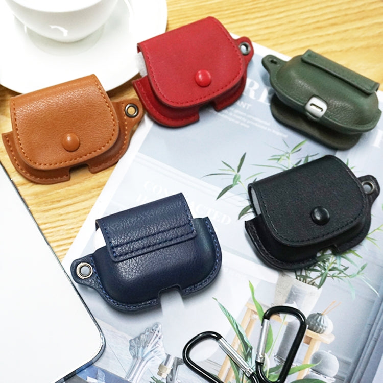 For AirPods 3 Backpack Style PU Leather Earphone Protective Case with Lanyard(Army Green) - For AirPods 3 by PMC Jewellery | Online Shopping South Africa | PMC Jewellery | Buy Now Pay Later Mobicred