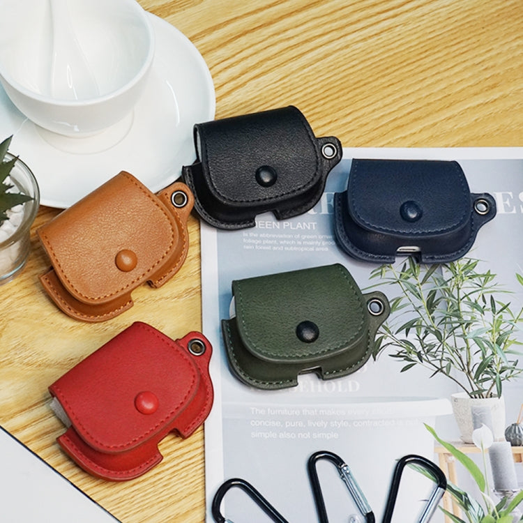 For AirPods 3 Backpack Style PU Leather Earphone Protective Case with Lanyard(Army Green) - For AirPods 3 by PMC Jewellery | Online Shopping South Africa | PMC Jewellery | Buy Now Pay Later Mobicred