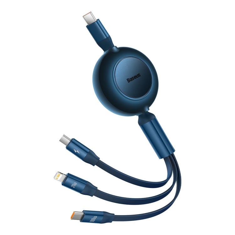 Baseus Bright Mirror 3 in 1 USB-C / Type-C 100W Telescopic Data Cable, Length: 1.2m(Blue) - Multifunction Cable by Baseus | Online Shopping South Africa | PMC Jewellery | Buy Now Pay Later Mobicred