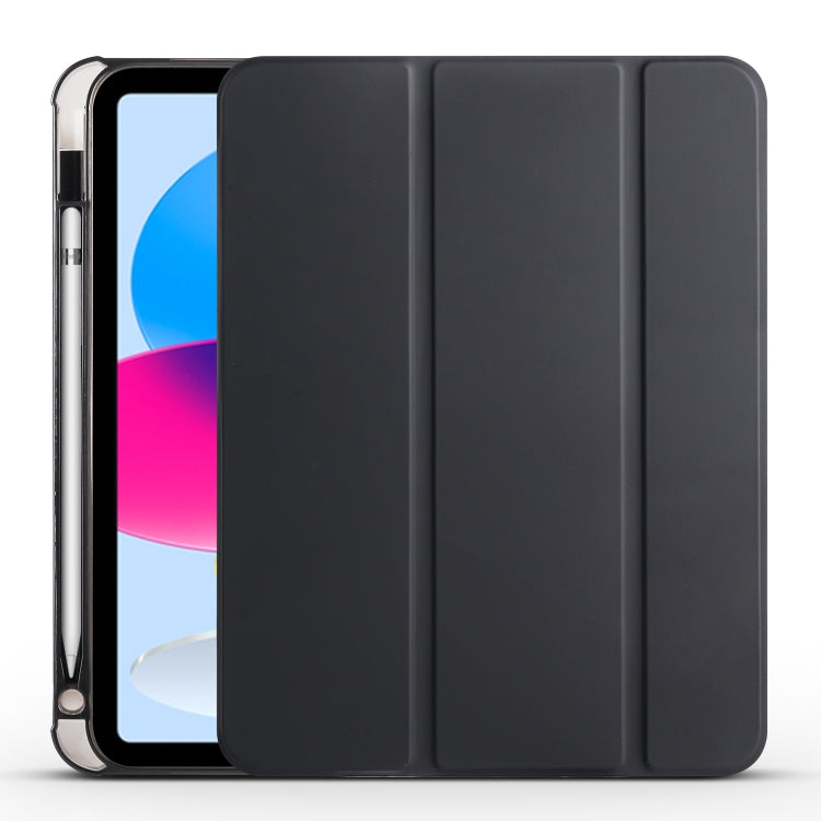 For iPad 10th Gen 10.9 2022 Four-corner Airbag Shockproof Three-fold Tablet Leather Case(Black) - iPad 10th Gen 10.9 Cases by PMC TechLife | Online Shopping South Africa | PMC TechLife
