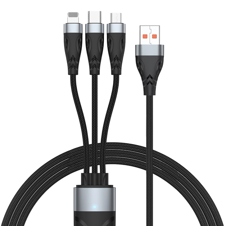 ADC-008 66W USB to USB-C/Type-C + 8 Pin + Micro USB 3 in 1 Fully Compatible Fast Charge Data Cable, Length:1.2m - Multifunction Cable by PMC Jewellery | Online Shopping South Africa | PMC Jewellery | Buy Now Pay Later Mobicred