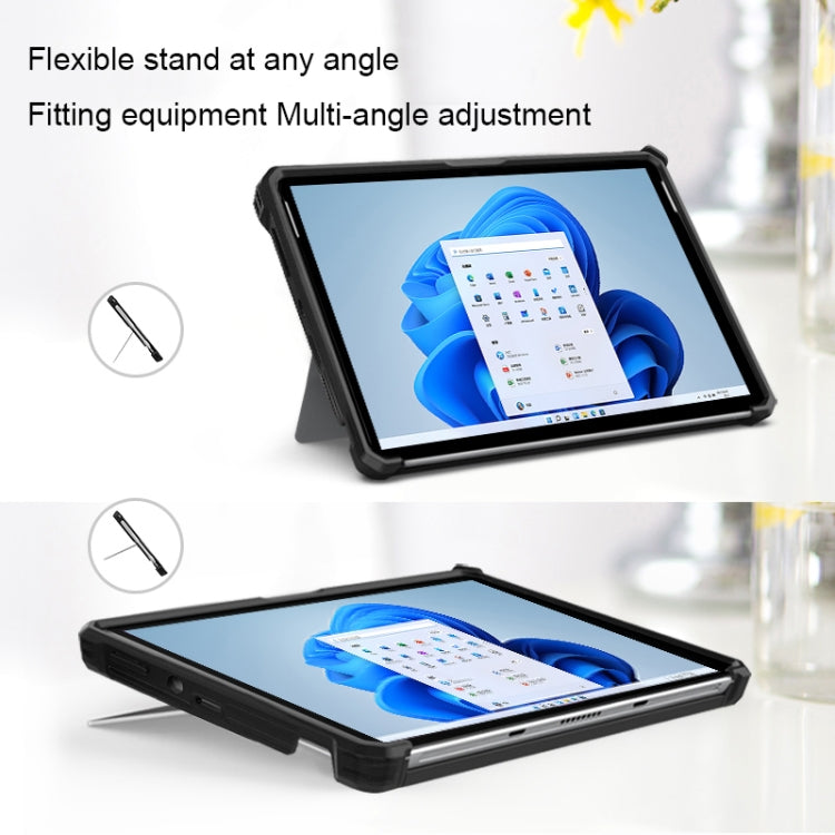 For Microsoft Surface Pro 9 Striped Hollow Tablet Case with Holder Cover(Black) - Others by PMC TechLife | Online Shopping South Africa | PMC TechLife | Buy Now Pay Later Mobicred
