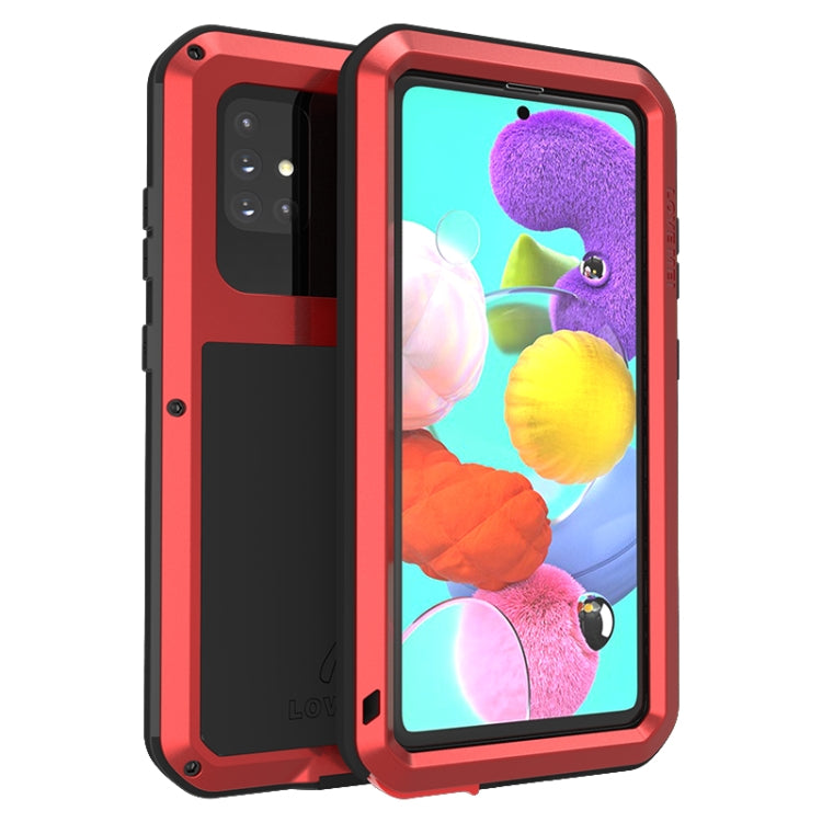 For Galaxy A51 LOVE MEI Metal Shockproof Waterproof Dustproof Protective Case(Red) - Galaxy Phone Cases by LOVE MEI | Online Shopping South Africa | PMC TechLife | Buy Now Pay Later Mobicred