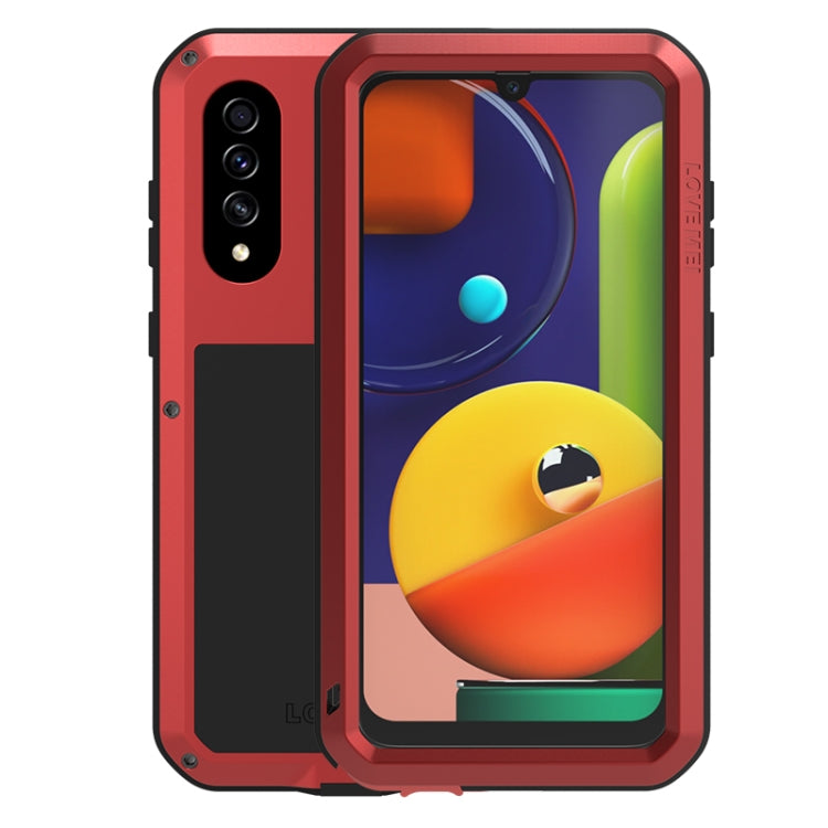 For Galaxy A50s LOVE MEI Metal Shockproof Waterproof Dustproof Protective Case(Red) - Galaxy Phone Cases by LOVE MEI | Online Shopping South Africa | PMC Jewellery | Buy Now Pay Later Mobicred