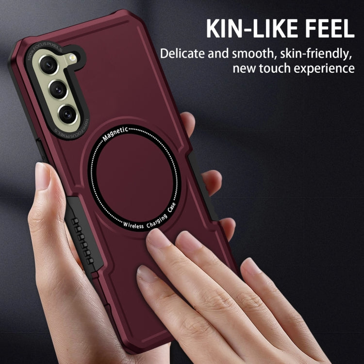 For Samsung Galaxy S21 FE 5G MagSafe Shockproof Armor Phone Case(Wine Red) - Galaxy Phone Cases by PMC TechLife | Online Shopping South Africa | PMC TechLife