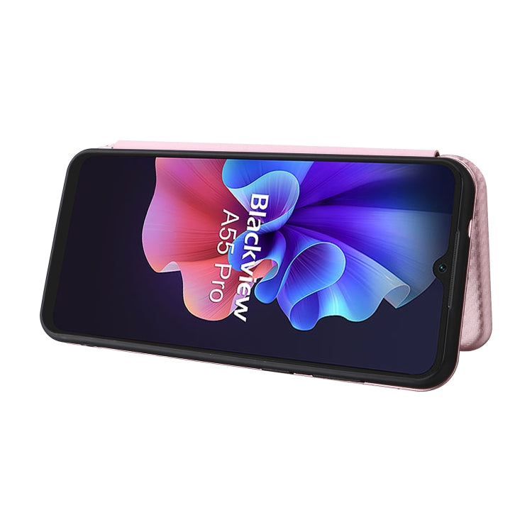 For Blackview A55 Pro Carbon Fiber Texture Horizontal Flip PU Phone Case(Pink) - More Brand by PMC TechLife | Online Shopping South Africa | PMC TechLife