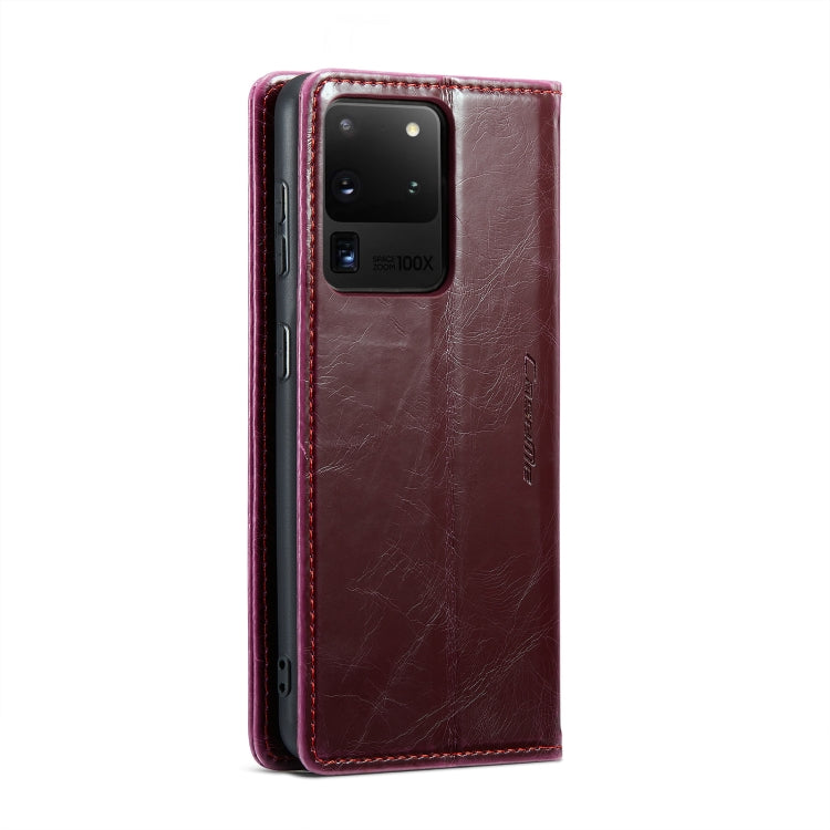 For Samsung Galaxy S20 Ultra CaseMe 003 Crazy Horse Texture Leather Phone Case(Wine Red) - Galaxy Phone Cases by CaseMe | Online Shopping South Africa | PMC Jewellery | Buy Now Pay Later Mobicred