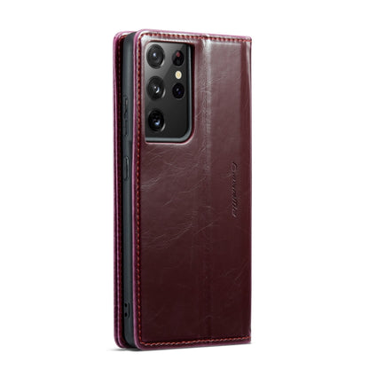 For Samsung Galaxy S21 Ultra 5G CaseMe 003 Crazy Horse Texture Leather Phone Case(Wine Red) - Galaxy S21 Ultra 5G Cases by CaseMe | Online Shopping South Africa | PMC Jewellery | Buy Now Pay Later Mobicred