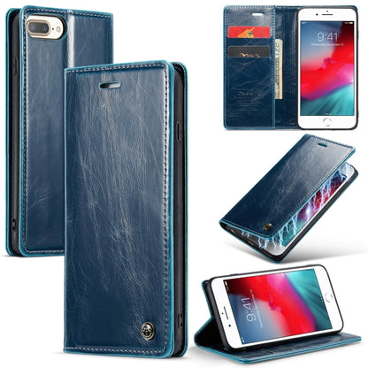 For iPhone 6 Plus/7 Plus/8 Plus CaseMe 003 Crazy Horse Texture Leather Phone Case(Blue) - More iPhone Cases by CaseMe | Online Shopping South Africa | PMC Jewellery | Buy Now Pay Later Mobicred