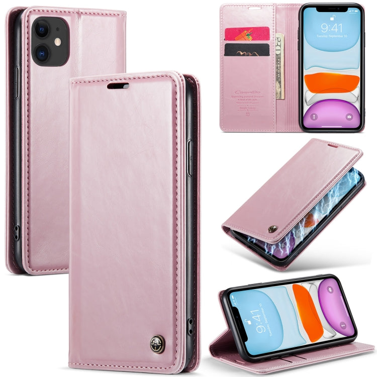 For iPhone 11 CaseMe 003 Crazy Horse Texture Leather Phone Case(Rose Gold) - iPhone 11 Cases by CaseMe | Online Shopping South Africa | PMC Jewellery | Buy Now Pay Later Mobicred